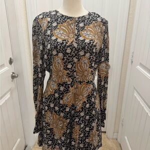 Floral Black and Gold Women's Dress